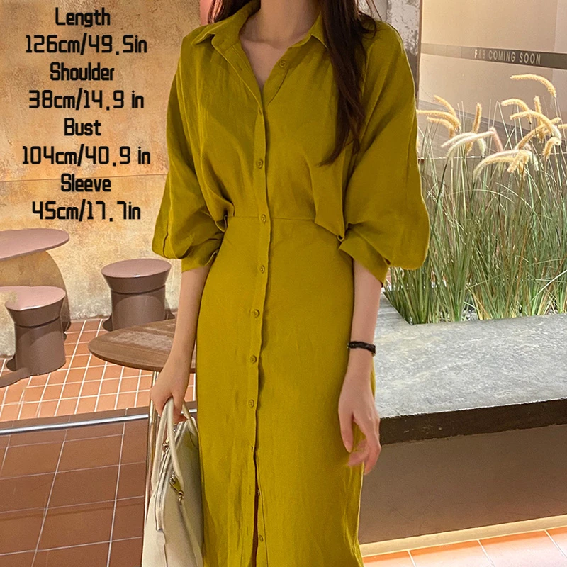 Korean button deals down dress
