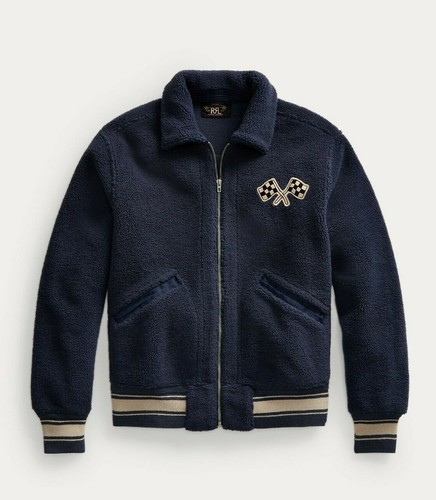 Nuovo RRL Ralph Lauren da Corsa Blu Navy Giacca IN Pile Maglione Uomo M  Media | eBay