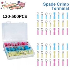 Heat Shrink Wire Connectors Electrical Ring Fork Spade Crimp Terminals Kit USA