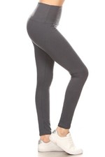Buttery Soft One Size High Waist Yoga Leggings - Charcoal Gray