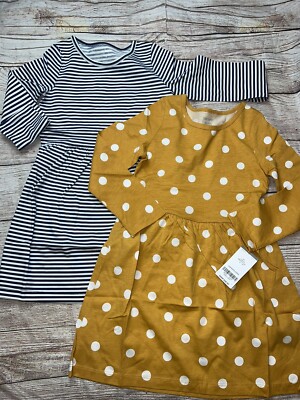Carters 4T Yellow Golden Navy Striped Polka Dot Long Sleeve Dresses NEW | eBay Carters 4T Yellow Golden Navy Striped Polka Dot Long Sleeve Dresses NEW | eBay