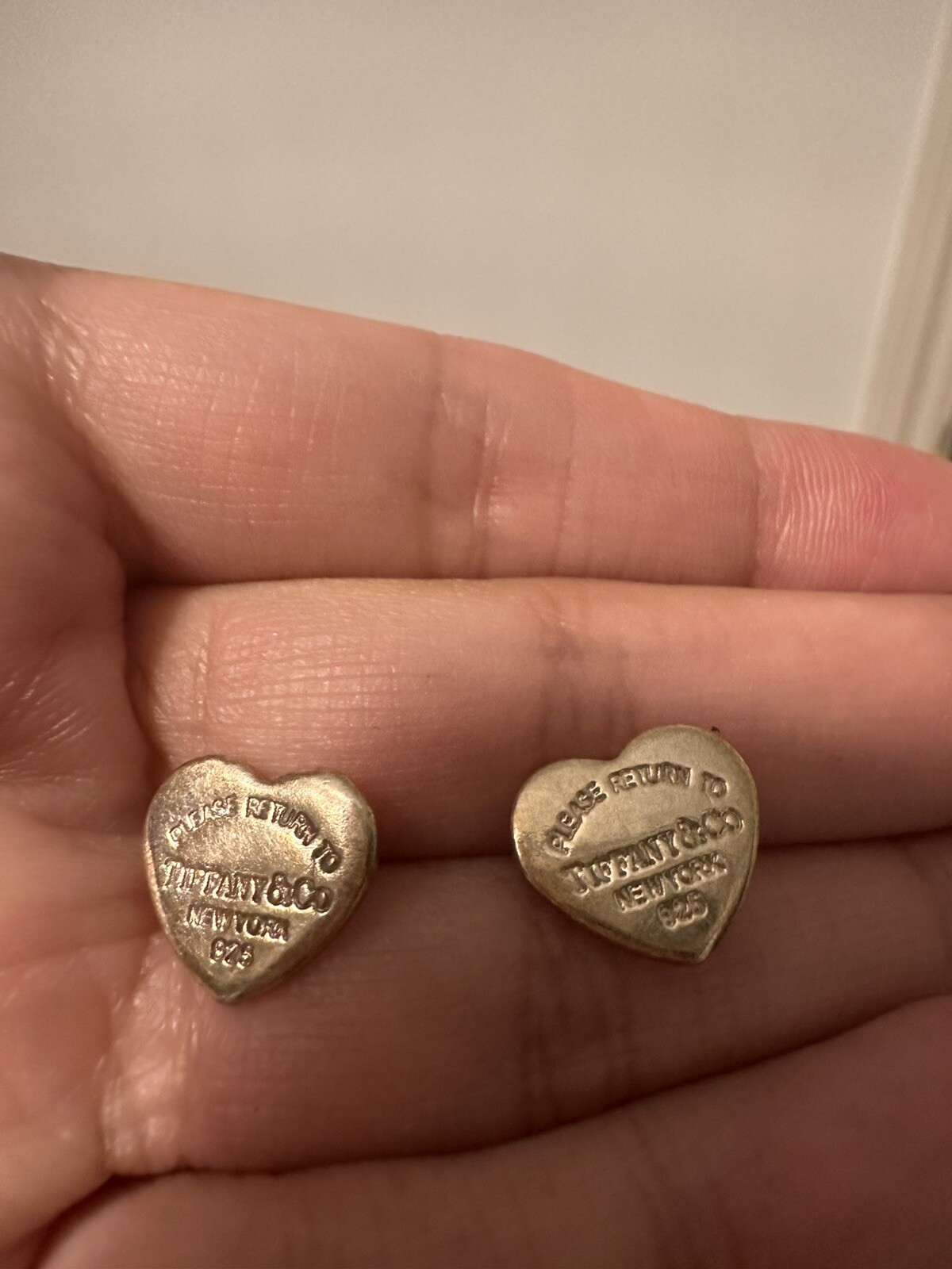 Tiffany & Co Sterling Silver Open Heart Stud Earrings Please Read Description eBay