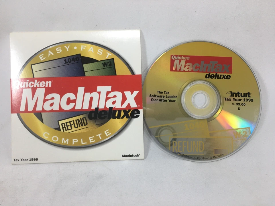 Used 1999 Quicken MacInTax Deluxe in orig sleeve. Complete Federal/State CD disc - Image 4 of 4