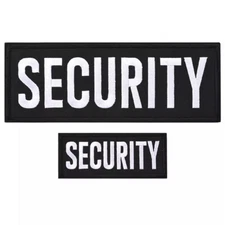 2Pcs SECURITY Patch with Hook and Loop for Vest Clothes Backpacks Hats White