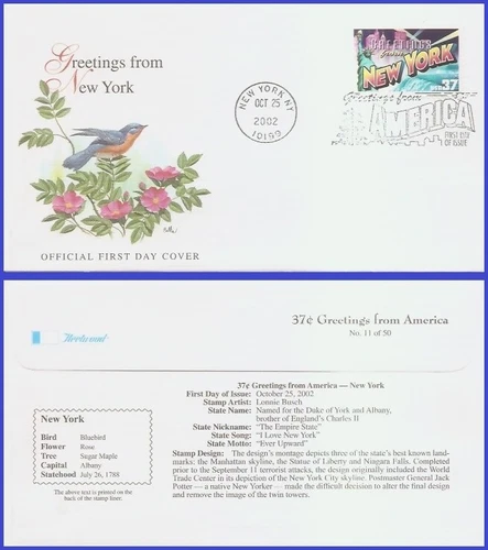 USA5 #3727 U/A FLEETWOOD FDC   New York Greetings from America