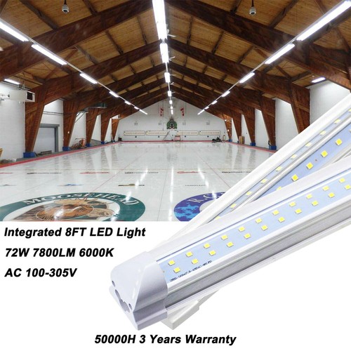 72W T8 8FT Led Tube Lights 6000K Warehouse LED Shop Light Fixtures Linkable 4Pcs - Picture 5 of 17