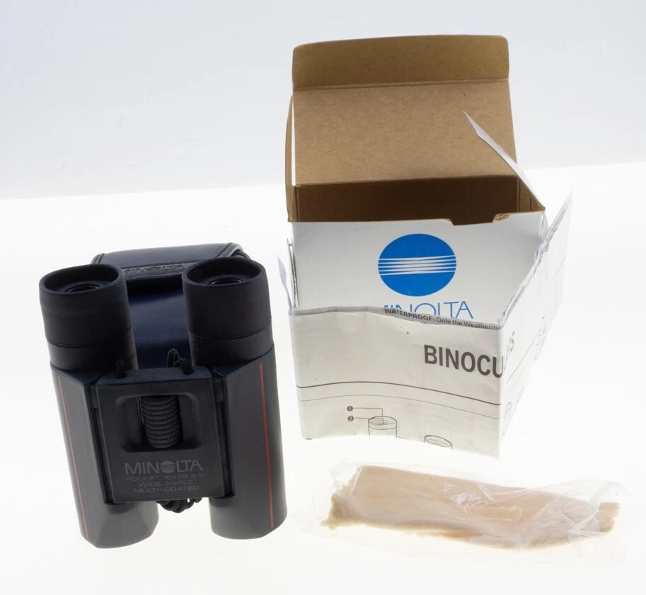 Minolta Pocket Binoculars 10x25, 6.5 wide angle, multicoated + Case + Papers - Image 2 of 4
