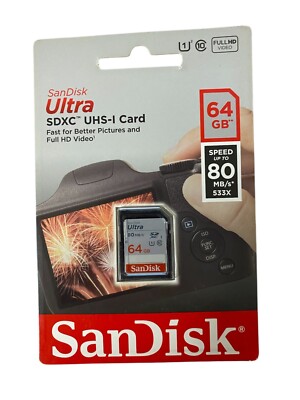 SanDisk Ultra SDXC 64 GB 80 Mb/sek Class 10 Speicherkarte Neu (175)