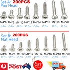 <!--F#f_0-->200pcs M4 304 Stainless Steel Pan Flat Head Self-Tapping Screws Assorted Kit Set<!--F/-->