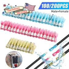 Electrical Heat Shrink Male Female Spade Wire Connectors Crimp Terminals 100/200