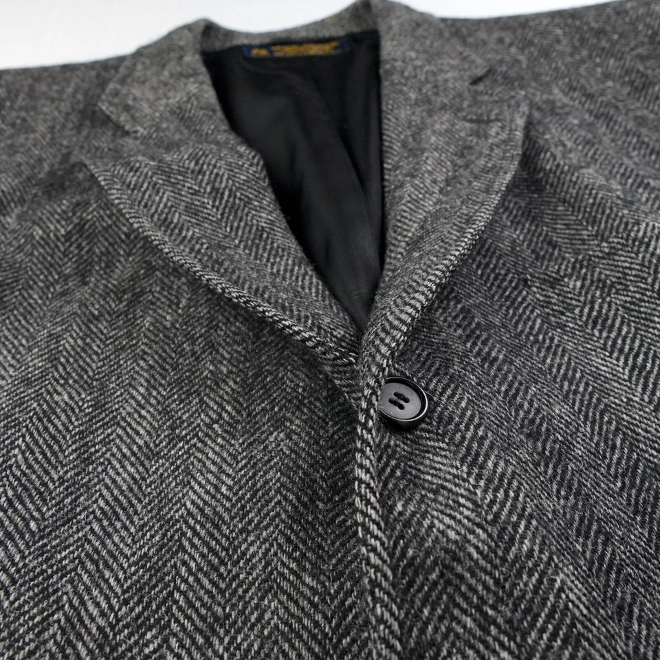 Chaqueta de Colección Brooks Brothers 44 Espiga Tweed Gris Lana Blazer Abrigo Deportivo Foto 2 de 4