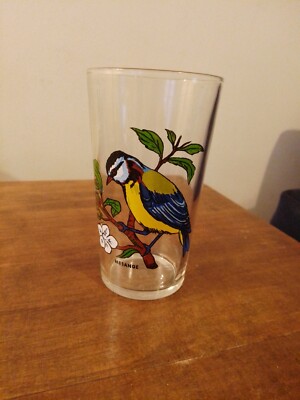 Vintage Französische Reims? Limonade Glas Vogel Becher Retro Mid Century X 1