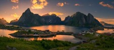 Landscape nature photography mountains village island Custom Gaming Mat Desk