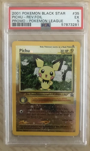 2001 Pokemon League Black Star Promo Pichu Reverse Foil PSA 5 Excellent #35