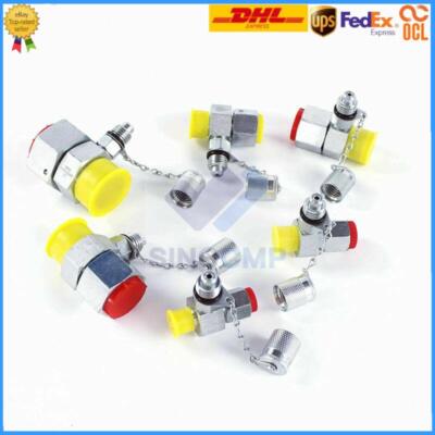 6PCS ORFS Hydraulic Swivel Run Tees, Test Coupling Point, Tee Fittings