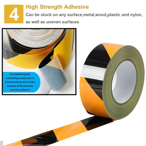 Waterproof Reflective Safety Tape Roll 2"X150' Yellow Black Striped Floor Markin - Picture 4 of 8