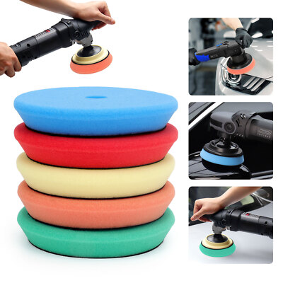 5x Polishing Pads 6'' Sponge Buffer Polisher Pads for Car Compounding, Waxing