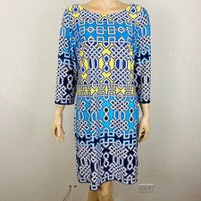 AGB Tribal Geometric Bohemian Colorful Women's Large L Knee Length Shift Dress