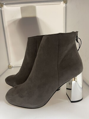 dunnes stores grey faux suede boots size EU 41 mirror heel UK