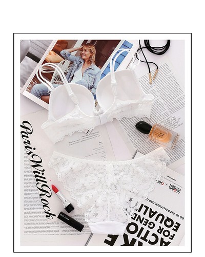 Set reggiseno e mutandine in pizzo intimo ricamo lingerie sexy intimo coppa AB - Foto 42 di 49