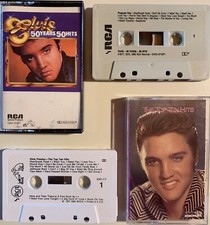  2 ELVIS PRESLEY CASSETTE TAPES: 50 YEARS - 50 HITS, TOP TEN HITS - TESTED
