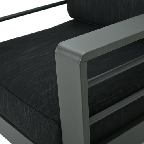 Crested Bay Outdoor Gray Aluminum 3 Piece Chat Set with Water Resistant Cushions - Picture 7 of 11