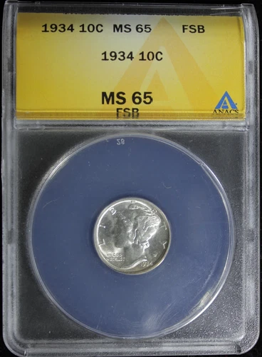 1934 Silver Mercury Dime 10c ANACS MS-65 FSB (2431492)