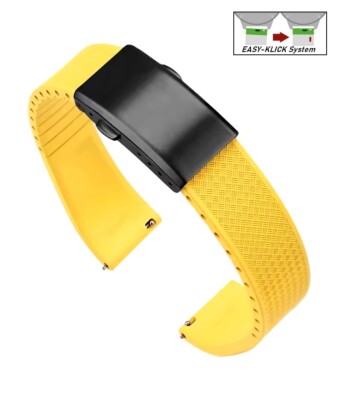 XS-Extrakurz Premium FKM-Kautschuk Uhrenarmband Modell Texturo-P gelb 18 mm