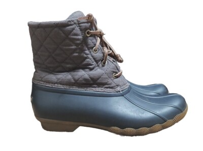 gray quilted sperry duck boots