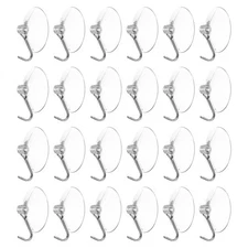 24pcs Suction Cup Hooks 1.18" Waterproof Vacuum Shower Hook Load 6.6 lbs Clear