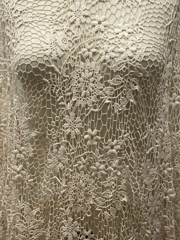 100% Cotton Embroidered Guipure Lace  Off-White Fabric Yards 1.25 Long 54" Wide - Image 4 of 4
