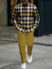 2pcs Set, Men's Casual Sports Long Sleeve and Long Pants Outfit, the Top Is a Ye