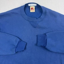 Vintage 1970s Russell Athletic Sweatshirt Adult Medium Blue Blank Grunge TrueVTG