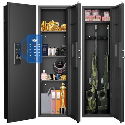 53.15'' Wall Gun Safe,Hidden Safe with 3 Adjustable Shelves,Magnetic Slot(Black)
