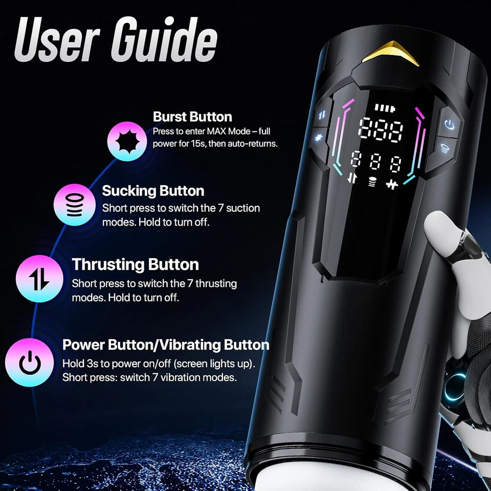 Masajeador Masculino Juguetes para Hombres Empuje Masculino Stroker APP Control Bomba Ampliador Foto 2 de 4