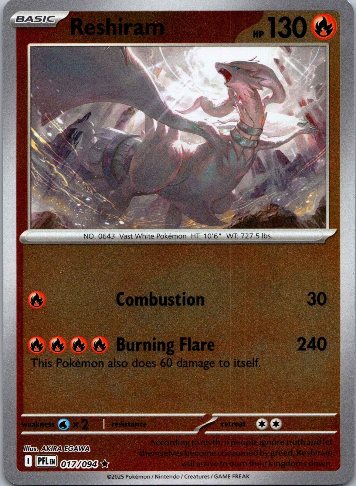 Reshiram 17/94 Phantasmal Flames Pokemon Card Rare Reverse Holo NM TCG singles