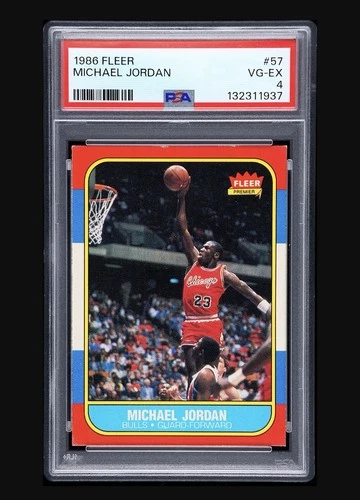 MICHAEL JORDAN 1986 FLEER BASKETBALL #57 ROOKIE CARD PSA 4