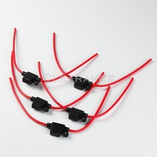 12 GAUGE ATM MINI FUSE HOLDER IN-LINE AWG WIRE COPPER 12 VOLT POWER BLADE 5 Pcs