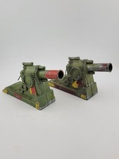 Antique Set Of 2 Manoil Barclay Metal Cannon Artillery Spring Firing Action. 5".
