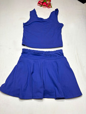 Yogalicious Girls 2pc Tank Skort Set L 12 Solid Ruffle Elastic Knit