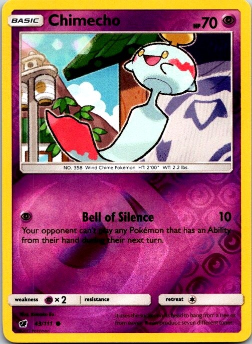 Chimecho Sun & Moon #43 Reverse Holo Kanako Eo NM Pokemon Card
