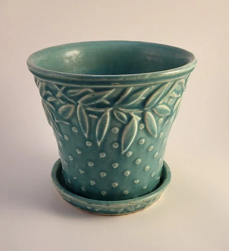 Vintage Early 1930's Nelson McCoy Aqua Hobnail Planter ☆ NM USA ☆ Excellent Cond