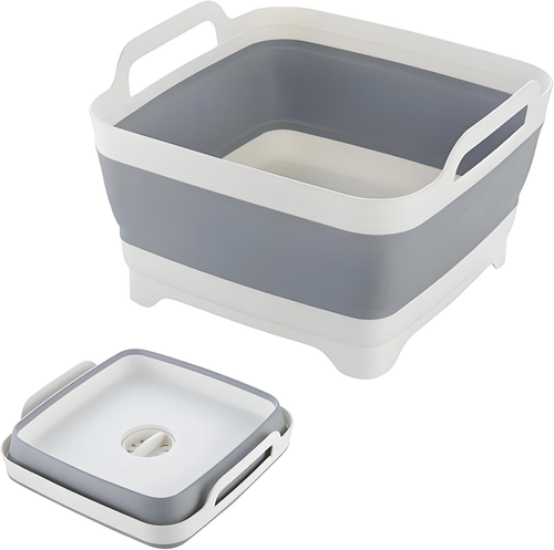 Collapsible Dish Basin with Drain Plug, 9L 2.4 Gallon Portable Wash Basin Dishpa - Picture 10 of 12