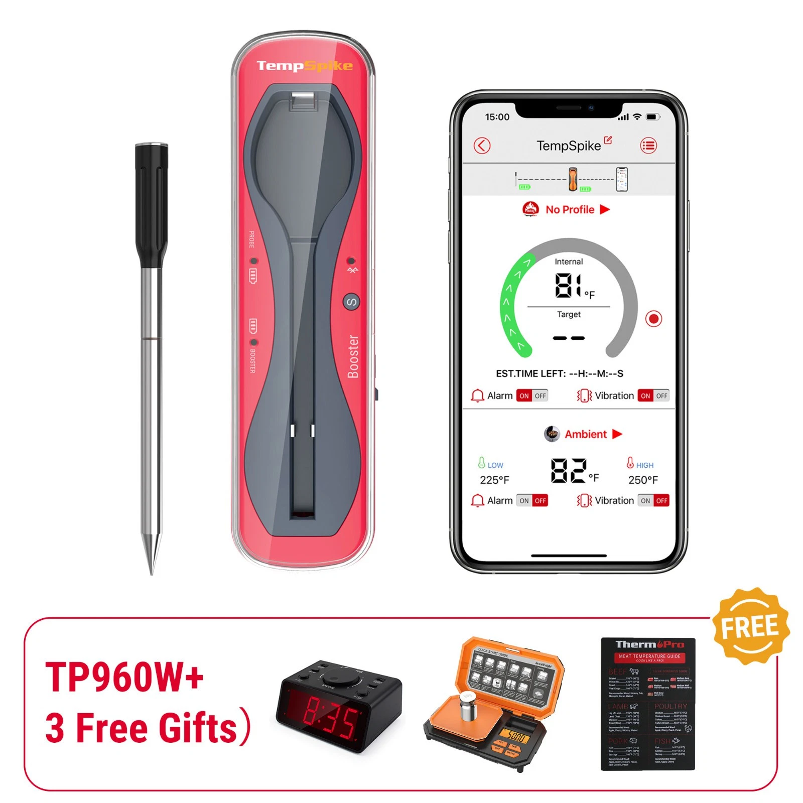 ThermoPro TempSpike 500FT Bluetooth Meat Thermometer Wireless+Pocket Scale+Timer