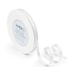 Double Face White Satin Ribbon 3/8 Inch x 50 Yards Polyester Wedding Decor