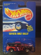 1995 Hot Wheels Toyota MR2 Rally Blue Card #233 Black W/ 5SP Carded