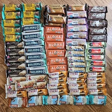 Lot Of 76 Protein Snack Bars Think Atkins Fulfil Nugo ALOHA Kodiak Clif Builders
