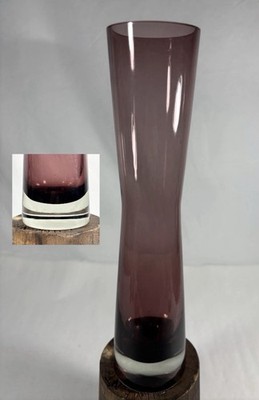 MCM Murano Style Sommerso Art Glass Vase Amethyst+Clear 11'' Polished Base