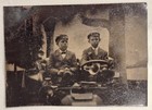 Antique Tintype Photo Two Boys Driving Early Automobile c1910 Motoring Scene