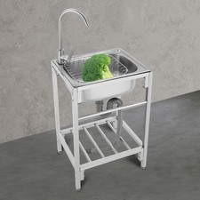Sink Single Bowl Utility Kitchen Sink With Faucet Integrated Mold Free Standing